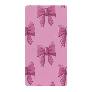 Imagem de Blueangle Lençol de berço padrão para berço infantil - Lençóis de algodão macio e respirável com laços rosa fofos (585)