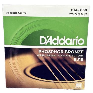 Imagem de Cordas Aço D`Addario Phosphor Violão Ej18 Tensão 014 Bronze