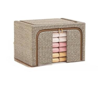 Imagem de Caixa Organizadora Roupas Brinquedos Lençol Edredom Guarda Roupa Dobrável Visor Transparente(marrom G)