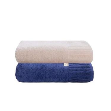 Imagem de Kit 2 Toalhas De Banho Gigante Ela Ele Banhão Algodão 85x150cm Banheir
