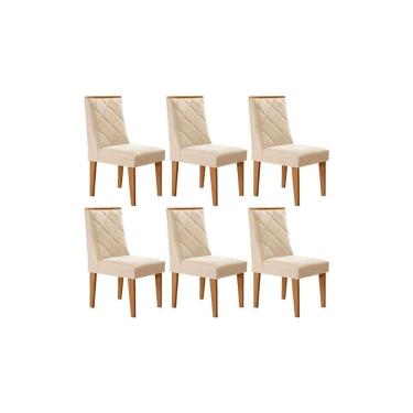 Imagem de Kit 6 Cadeiras de Cozinha Pietá 6 Un Naturalle/Suede Creme - Rufato