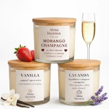 Imagem de Velas Aromáticas Perfumadas Artesanais Veganas em Vidro Decorativo 120