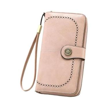 Imagem de Carteira Vintage Feminina De Grande Capacidade Monocromática Com Múlti