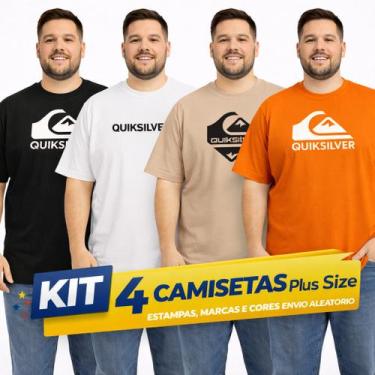 Imagem de Kit 5 Camiseta Masculina Plus Size Algodão 100% G1 G2 G3 G4 G5 Estampa