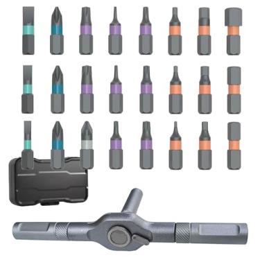 Imagem de Conjunto de chaves de fenda magnética, conjunto multiferramentas de chave de fenda catraca 24 em 1, alça catraca destacável, chave de fenda catraca de precisão, ferramenta de reparo DIY com caixa de