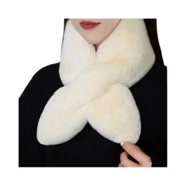Imagem de Cachecol Feminino De Inverno Quente Com Pelo Sintético De Coelho, Gola