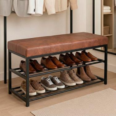 Imagem de Sapateira Calçadeira Puff Closet Zuri 85cm 02 Prateleiras New Dallas Whisky - Desk Design