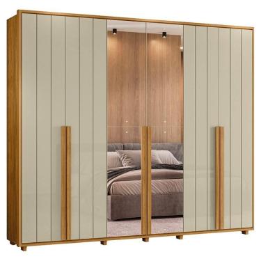 Imagem de Guarda Roupa Casal Volpi 6 Portas Com Espelhos Mdf 278 Cm Cumaru Opala Madetec