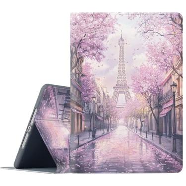 Imagem de FGDRFGRW Capa para Samsung Galaxy Tab A11/A9 de 8,7 polegadas 2025/2023, suporte ajustável, função despertar/hibernar, proteção total - Torre Eiffel Sakura de Paris