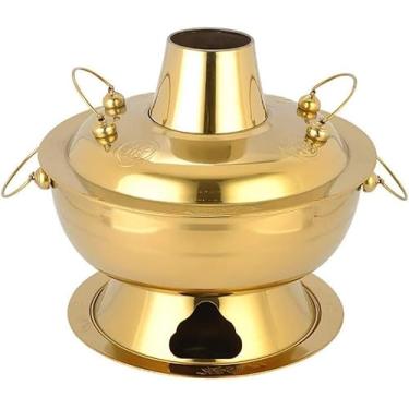 Imagem de Panela quente de carvão de cobre chinês autêntico - Panela de vapor tradicional para catering, churrasco e reuniões de família - perfeita para cozinha asiática autêntica
