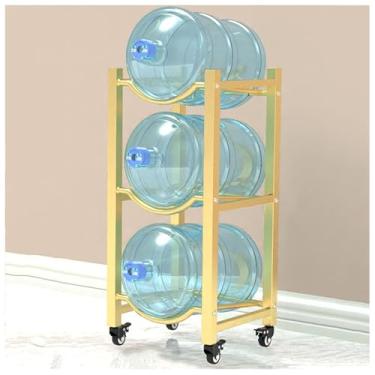 Imagem de Suporte para jarro de água resistente de 5 galões - Organizador de garrafas móvel com 4 rodas, perfeito para escritório, restaurante e academia - Rack de armazenamento durável para refrigerador de