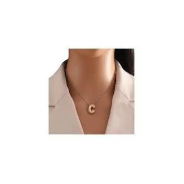 Imagem de Colar Feminino Banhado a Ouro 18K Com Pingente De Zircônia Letra A-Z E