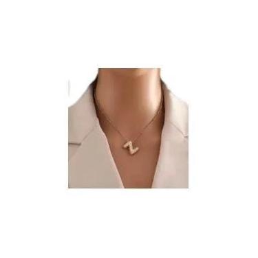 Imagem de Colar Feminino Banhado a Ouro 18K Com Pingente De Zircônia Letra A-Z E