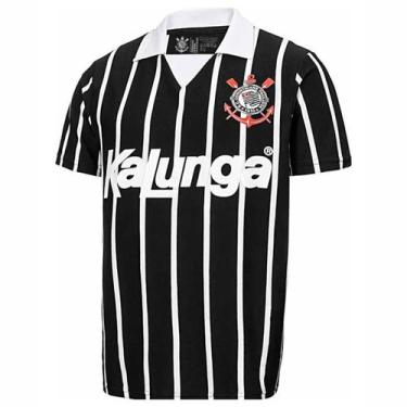 Imagem de Camiseta Corinthians Plus Size Retrô Kalunga Listrada, Preto, G1