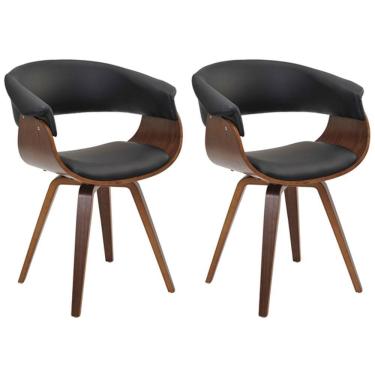 Imagem de Kit 02 Cadeiras Decorativas para Escritório Recepção Ohana Fixa Pu Preto Gran Belo