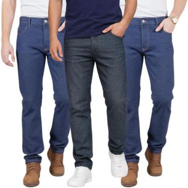 Imagem de Kit C/3 Calças Jeans Masculina para Trabalho 100% Algodão Reforçada Pr