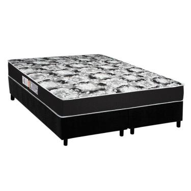 Imagem de Cama Box Queen: Colchão Espuma Luckspuma D45 Gran Luck Pro + Base Crc Suede Black(158X198)