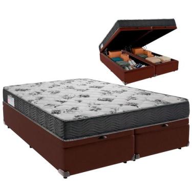 Imagem de Cama Baú Queen e Colchão ISO 100 Espuma Ortobom Marrom
