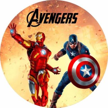 Imagem de Painel Festa Redondo Capitão América e Homem de Ferrro, Marvel 3d Subl