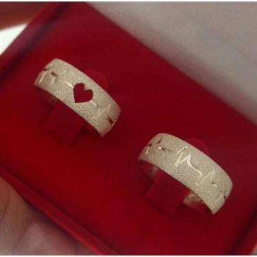 Imagem de Par De Aliança 8Mm Batimentos Cardíacos Em Prata