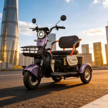 Imagem de Triciclo Elétrico 800W 3 Lugares Bateria 48V 20Ah Autonomia 40km Mult 