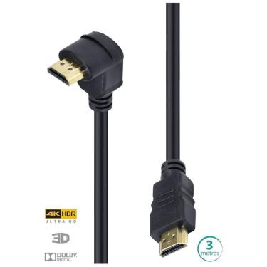 Imagem de Cabo Hdmi 2.0 4k Ultra Hd 3d Conexao Ethernet Com 01 Conector 90o 3 Metros - H2090-3