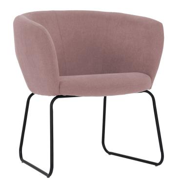 Imagem de Poltrona Decorativa Isis Base Aço Preto Suede Camurça Rosa - Nexta Casa