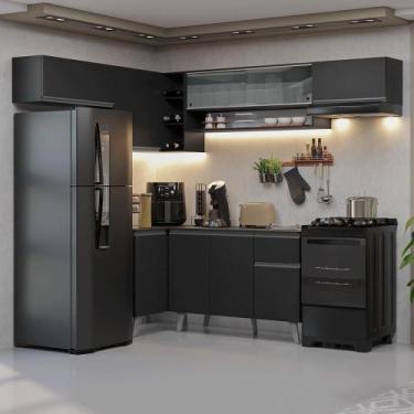 Imagem de Armário de Cozinha Completa de Canto 405 cm Preto Nice Madesa 06, Pret
