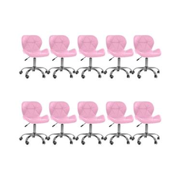 Imagem de Kit 10 Cadeiras Office Eiffel Slim Ajustável Oficial Rosa
