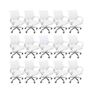 Imagem de Kit 15 Cadeiras De Escritório Begonia Tela Mesh Branco