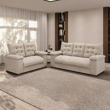 Imagem de Conjunto Sofá 3 E 2 Lugares Irlanda Veludo Creme