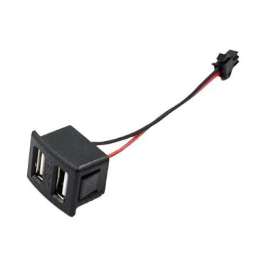 Imagem de Conector USB Tipo-C Feminino De Dupla Camada Preto Com Cabo Para Carre