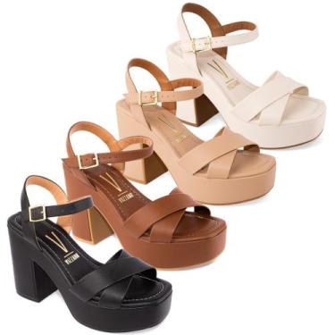Imagem de Sandália Vizzano Salto Alto Grosso Elegante Moderno 6541, Off white, 3