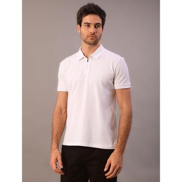 Imagem de Polo Manga Curta Calvin Klein Masculino Slim Meio Zíper - Branco-Masculino
