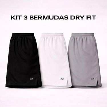 Imagem de Kit 3 Bermudas Masculinas Dry Esportivas Academia Treino Futebol Conforto Performance Luzzoo Premium-Masculino