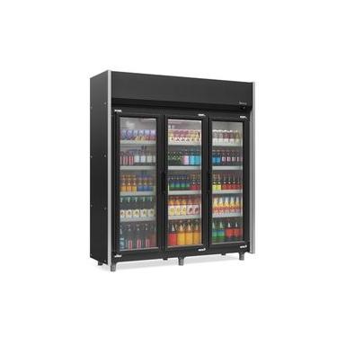 Imagem de Expositor 3 Portas Preto GEAS3P 4 Prateleiras 220v Gelopar