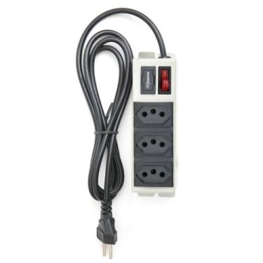 Imagem de Filtro de Linha 10A com 3 Tomadas Gabinete Ferro - Fusível de Seguranç