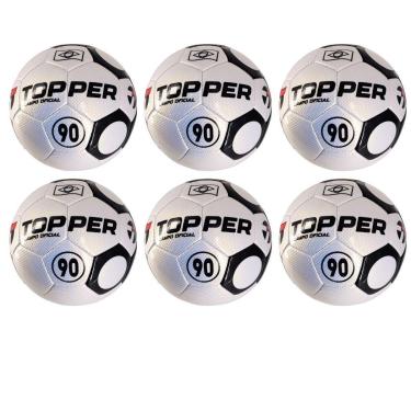 Imagem de Kit 06 Bola De Futebol Campo Topper 90 Oficial Costurada à Mão-Masculino