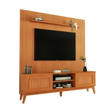 Imagem de Rack Bancada King Com Painel Para TV Até 75 Polegadas 1,80m Egeo Cedro Ripado Impressão...