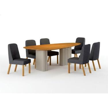 Imagem de Conjunto Sala de Jantar Ísis 2,00m com 6 Cadeiras Tampo Orgânico s/ Vi