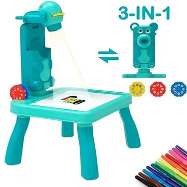 Imagem de Brinquedo Mesa de Pintura Mesinha Ursinho Educativa com Projeção LED V