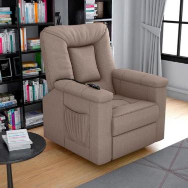 Imagem de Poltrona Do Papai Reclinável Elétrica Porshe Matrix, Suede Capuccino