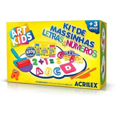 Imagem de Kit De Massinhas Letras E Números 450g Acrilex Kit De Massinhas Letras