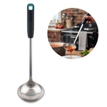 Imagem de Concha para Caldo em Aço Inoxidável e Silicone com Cabo Ergonômico para Cozinha Preto Baker's Secret