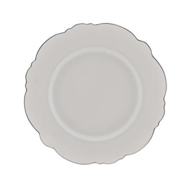 Imagem de Conjunto 6 Pratos Rasos Porcelana Maldivas Branco C/ Fio Prateado Wolf