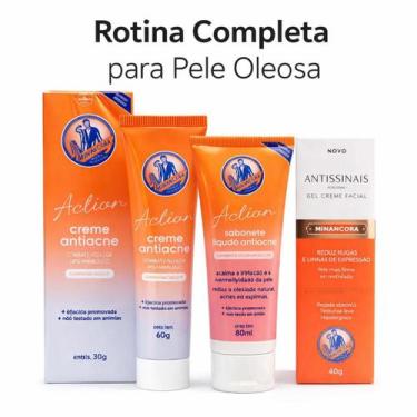 Imagem de Kit Minancora Acne 30g + Limpeza 80mll e Antissinais 40g