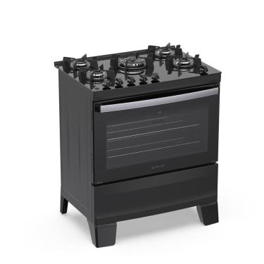 Imagem de Fogão Piso 5 Bocas a Gás Atlas Agile Up Mesa de Vidro Temperado Acendimento Automático Preto Bivolt