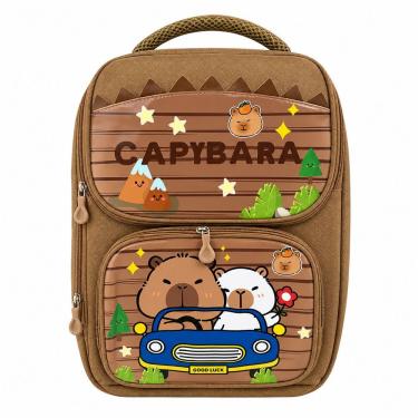Imagem de Mochila Infantil Capivara Escolar com Bolso Frontal Alça Ajustável Marrom Utimix