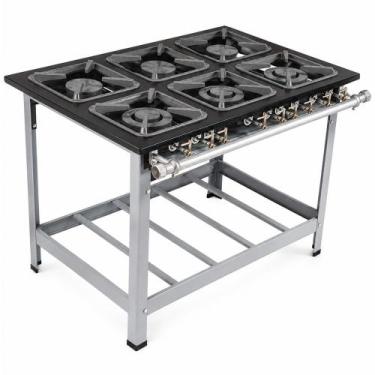 Imagem de Fogao Industrial 6 Bocas M-15 Q/d Luxo 30X30 Perfil 6,5Cm - Metalmaq