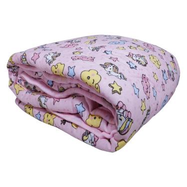 Imagem de Edredom Kazzavip Baby 100% Algodão Toque Macio Estampado Nuvem e Unicórnio Rosa Portallar
